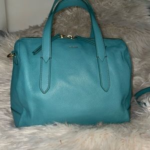 Fossil Sydney Satchel gently used Turquoise color